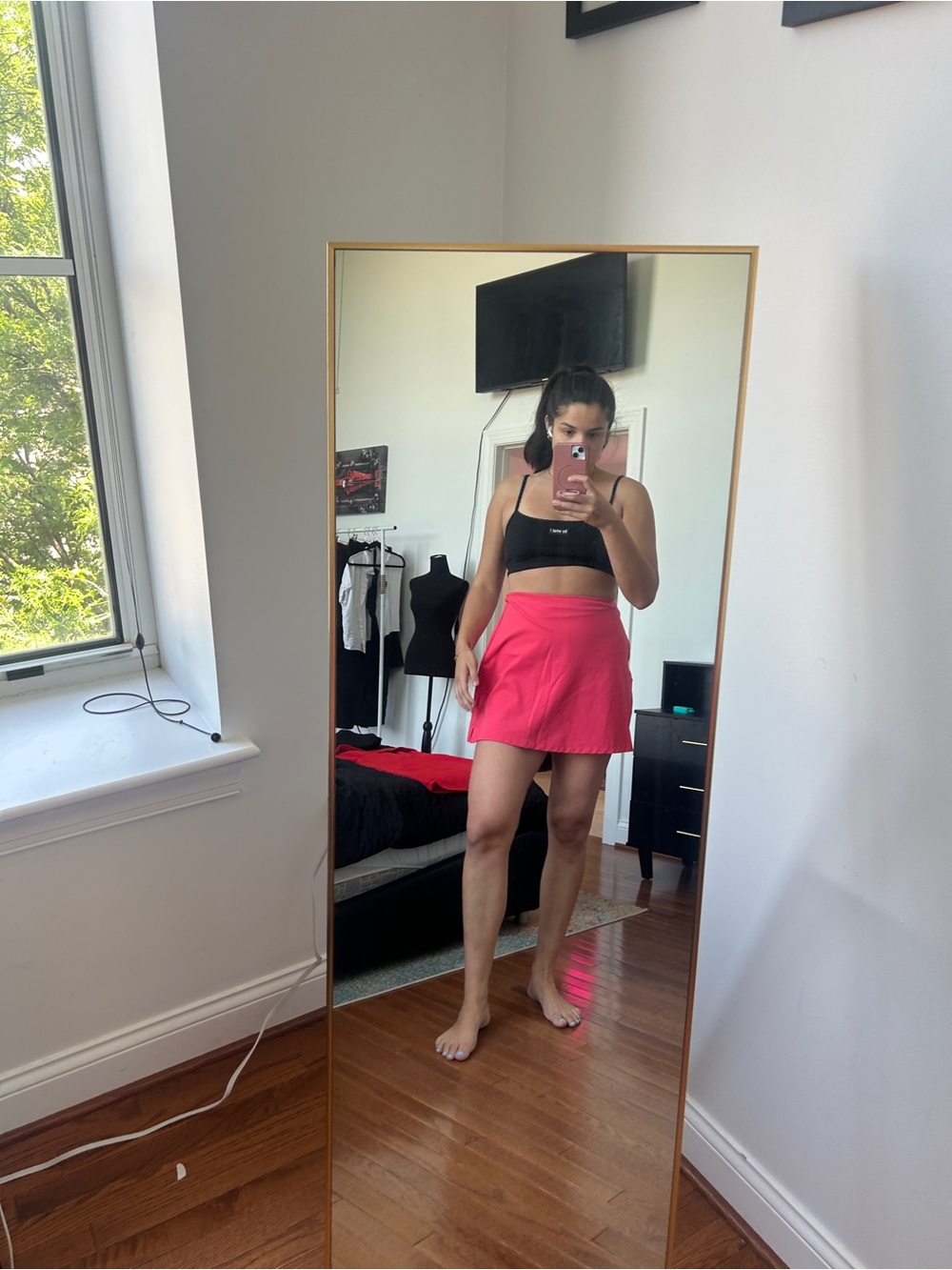 Black Crop Tank with Hot Pink Skort